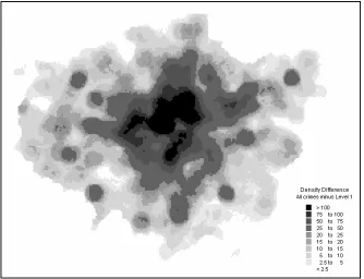 Figure 6: Difference in densities between all geocoded and L1 geocoded records. 