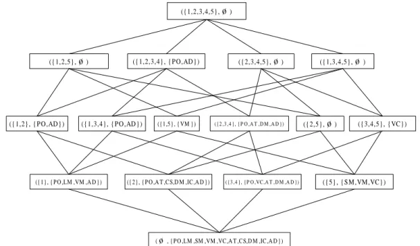 Fig. 1. A Class-oriented Formal Concept Lattice 5.2 Formal Concept Lattice