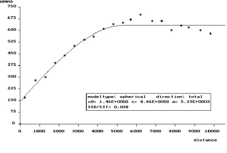 Fig. 1. An example of a fitted variogram model.
