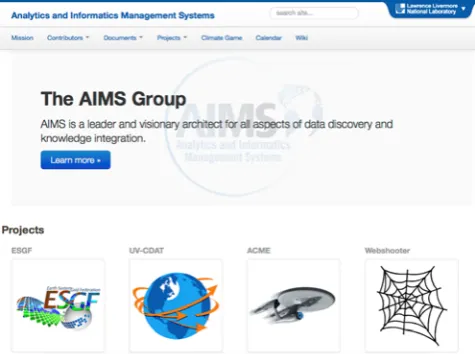Fig. 2.  Example of the one.5lab style as applied to the AIMS website.  