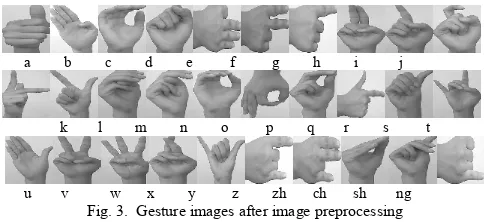 Fig. 3.  Gesture images after image preprocessing 