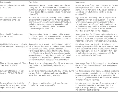 Table 1 Description of questionnaires