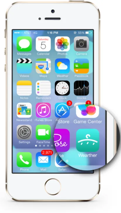 Figure 5: App Icon displayed on  Home Screen of Apple iPhone 5s