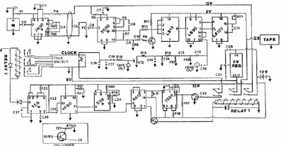 Figure 1 –– Circuit diagram for the automated bat detector system,  based on Miller and Andersen (1984)