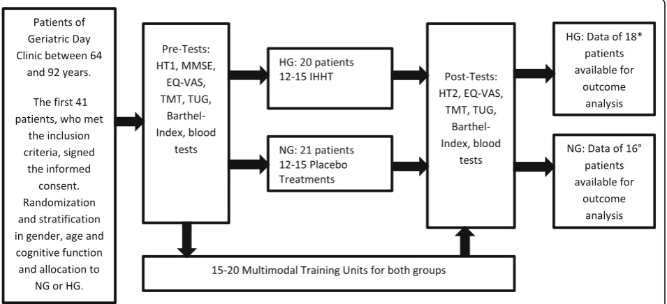 Fig. 1 Process of inclusion, randomization, stratification, training program and outcome analysis