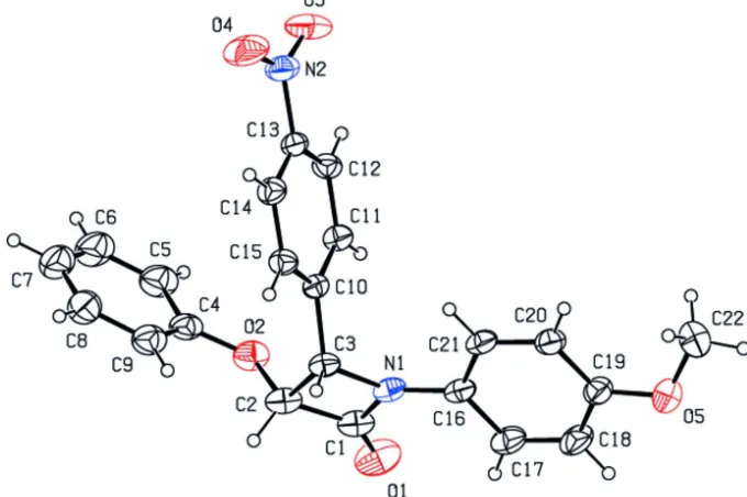 Figure 1Perspective view of the molecular structure of the title compound, with atom labelling