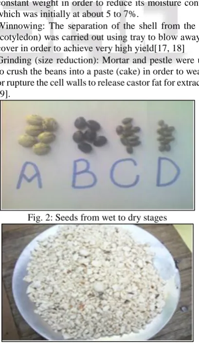 Fig. 1: Process flow sheet for the production oil from caster  seed. 