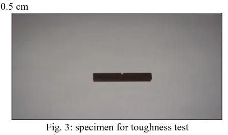 Fig. 3: specimen for toughness test Specimen for tensile strength test: 