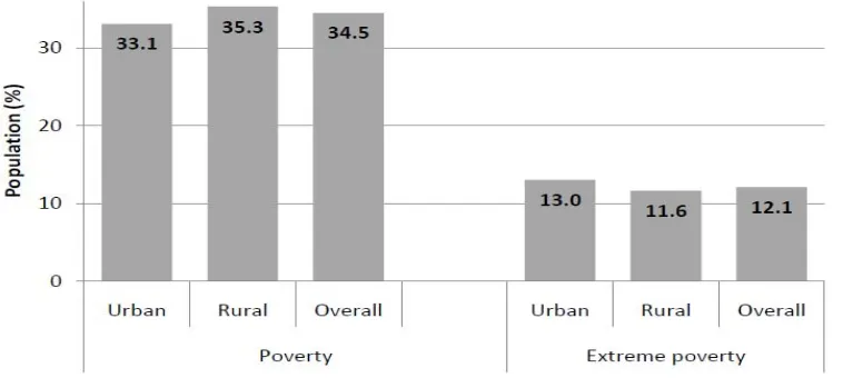 Figure 1.1 Sources from the World Bank about the percentage of the people living in poverty and extreme poverty line 