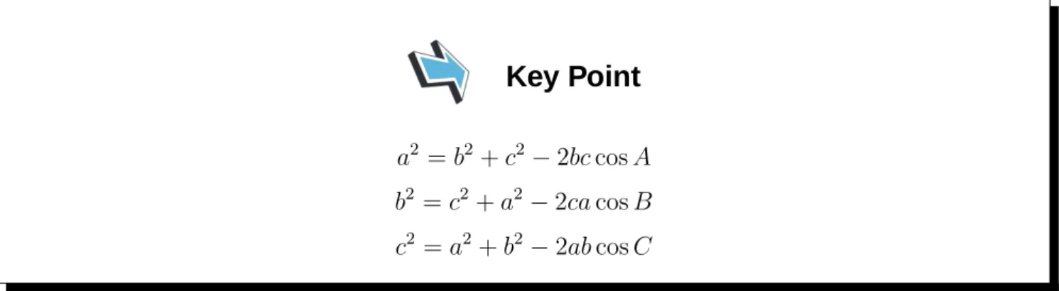 Figure 4. Using the cosine formulae to find c if we know sides a and b and the included angle C.