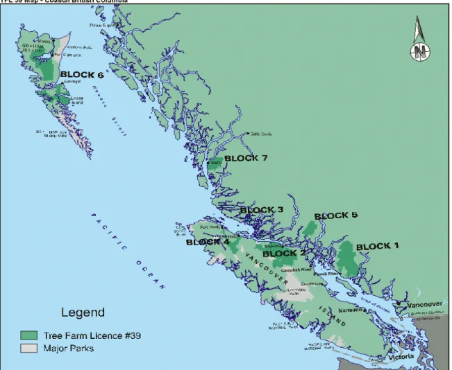 FIGURE 1. Key map to the location of supply blocks in TFL 39. 