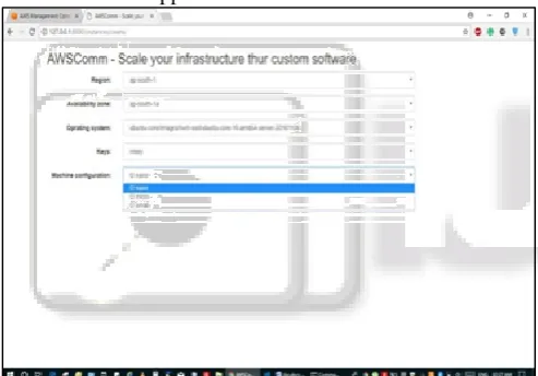 Fig. 10: Snapshot of selecting Machine configuration. There are many instance types of EC2; some are 