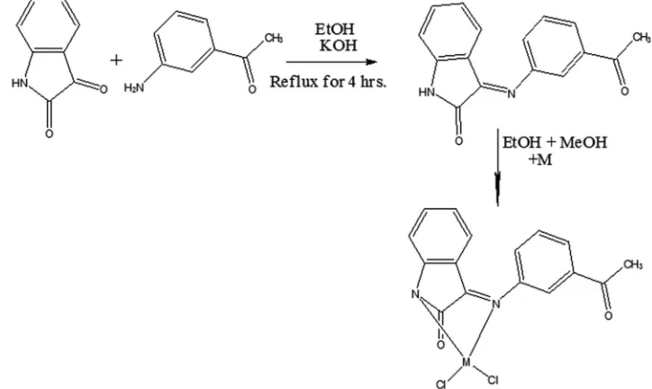 Fig.1. The synthesis route of the complexes (Where M = Ni11 and Co11)