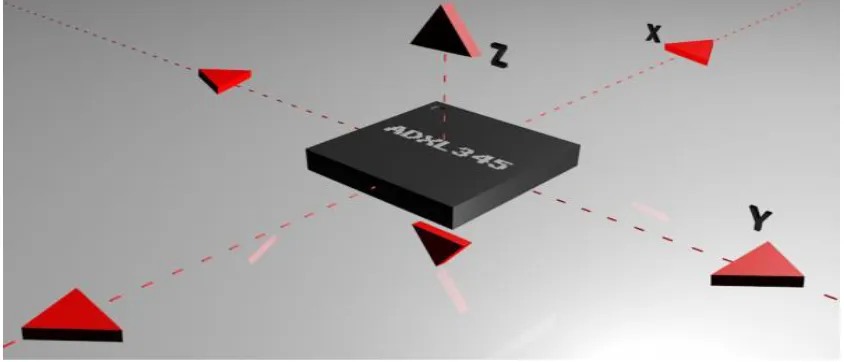 Figure 1.2: Axes of measurement for a triple axis accelerometer 