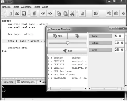 Fig. 1.  The Portugol IDE 2.3 interface.    