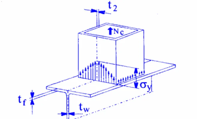 Figure 10.9 Distribution of the stresses and deformations at the end of a RHS member 
