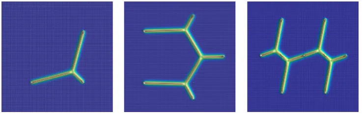 Figure 1.3: Local minimizers obtained by the Γ-convergence approach applied to 3, 5 and7 points