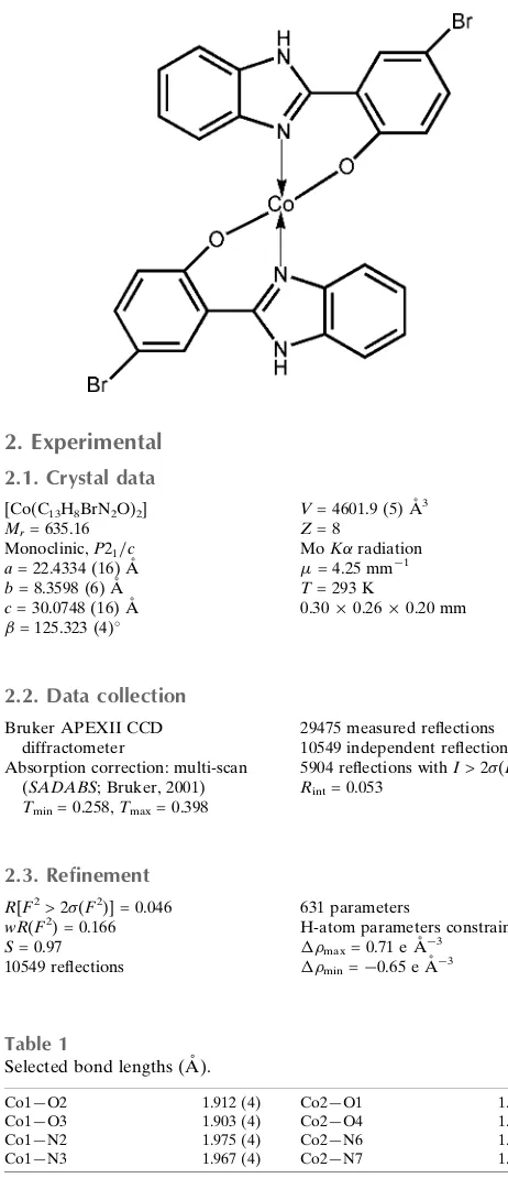 Table 1Selected bond lengths (A˚ ).