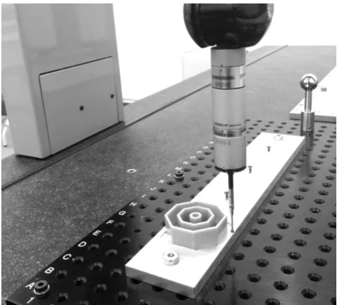 Fig. 1.  Disposition of test specimen during CMM digitizing.  