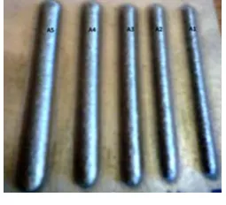 Fig. 3.  Deposited tracks of sample A1 to A5 