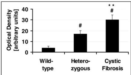 Figure 3Quantification of Western Blot for IBAT in Figure 3 fromWild-Type, Heterozygous and Cystic Fibrosis Mice