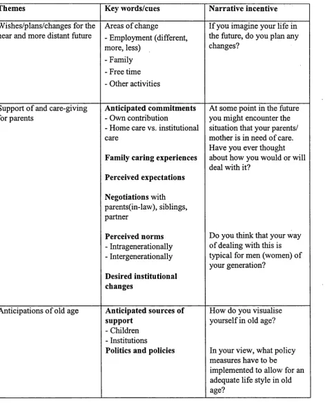 FIGURE 5.4. Illustration of the topic guide (thematic field IV)