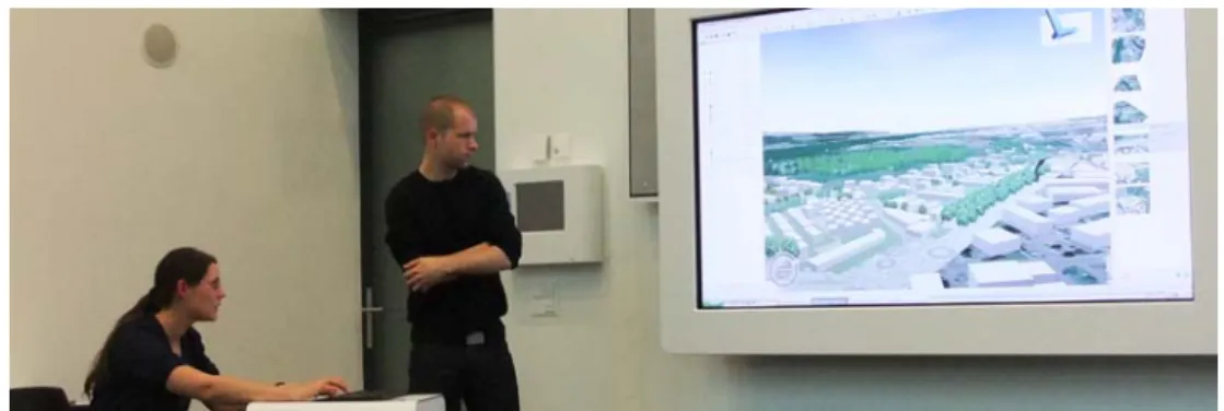 Fig. 1:  Students’ workshops: Application of abstract and more photorealistic  visualizations as medium in participative workshop situations in the ETH Value  Lab 