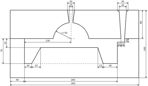 Fig. 3: The shape of the casting and casting mold used inthe simulation
