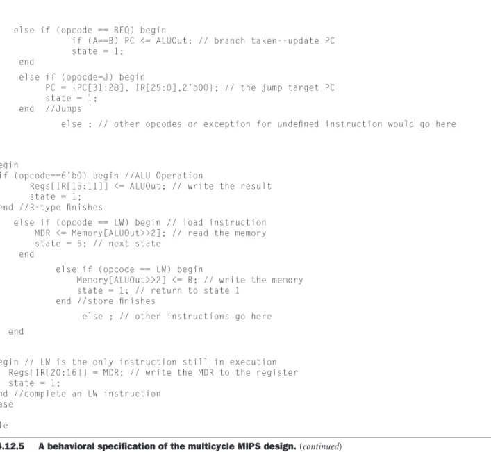 FIGURE 4.12.5    A behavioral specifi cation of the multicycle MIPS design. (continued) 