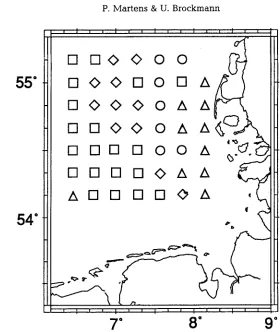 Fig. 3a. The location of the different zooplankton clusters in the German Bight (North Sea)