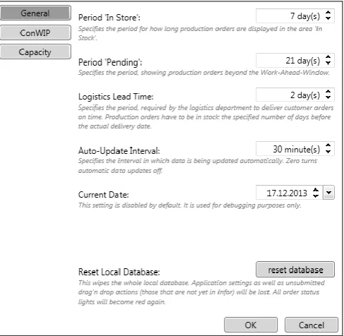 Fig. 6.  This is a part of the application configuration dialog that displays various general application settings used to adapt the tool to specific needs
