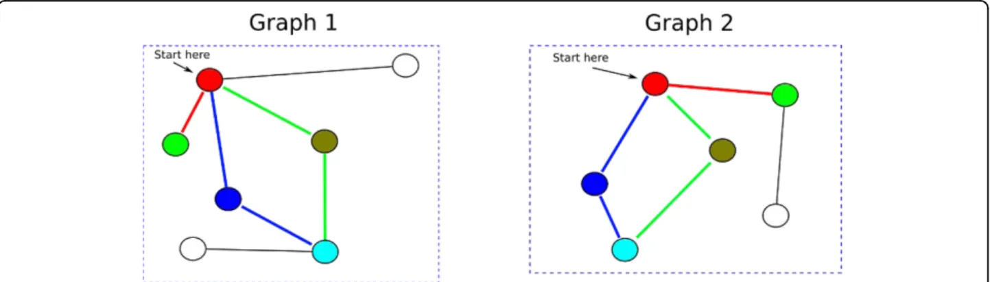 Figure 3 illustrates the computation of the random walk graph kernel. The random walk graph kernel can take into account the weight of the edges of the graphs in the case of gene-coexpression networks