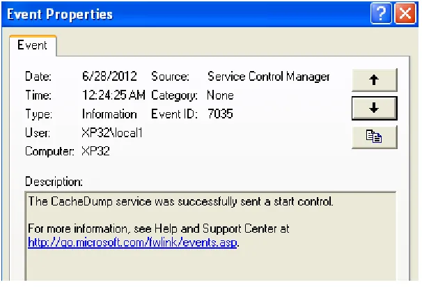 Figure 17. fgdump event log entry 