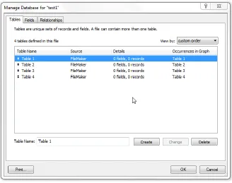 Figure 20:  Database table list. 