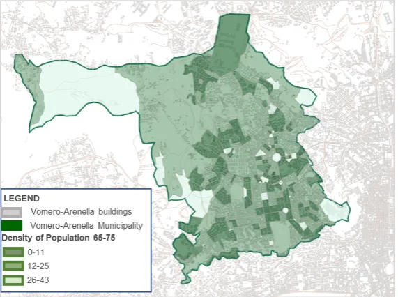 Fig. 4 Population density in Arenella and Vomero districts 