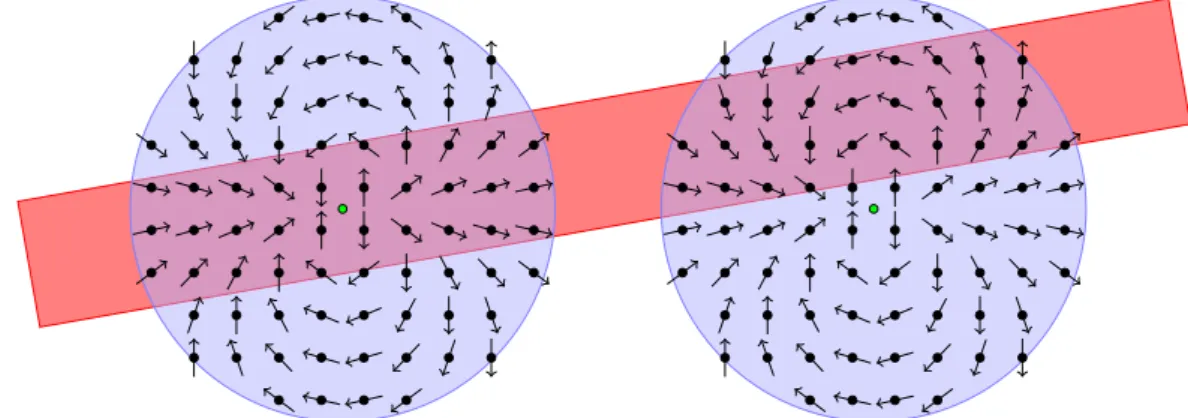 Figure 2 Phase coded discs with red laser line and small arrows visualizing the complex phase angles.