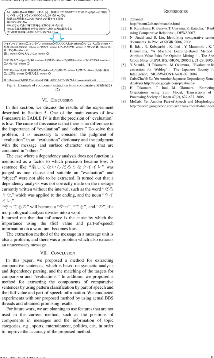 Fig. 8.  Example of component extraction from comparative  sentences (2) 