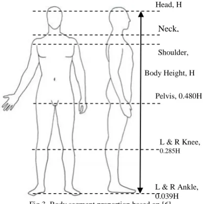 Fig 3. Body segment proportion based on [6]  0.039H 