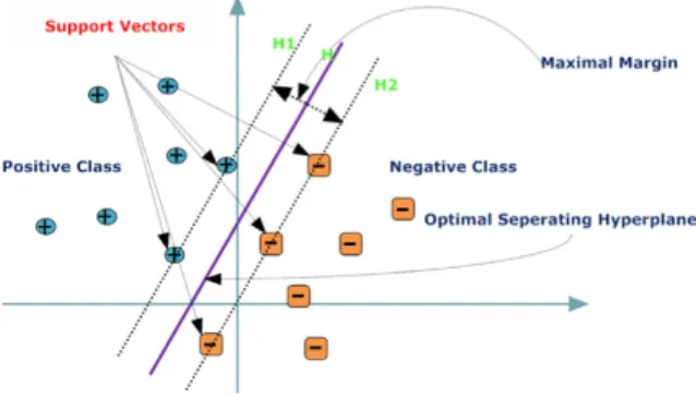 Fig. 2. The schematic model of a linear SVM [32] 