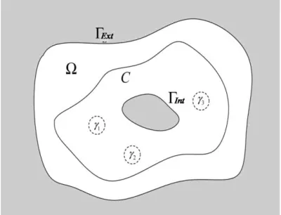 Fig. 2. Region  with its boundary  are the circles around the singular 