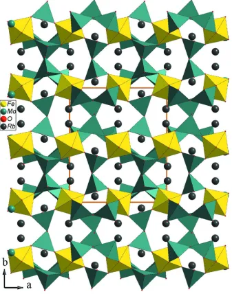Figure 5Projection de la structure de Rb3Fe(MoO4)2Mo2O7 selon c. 