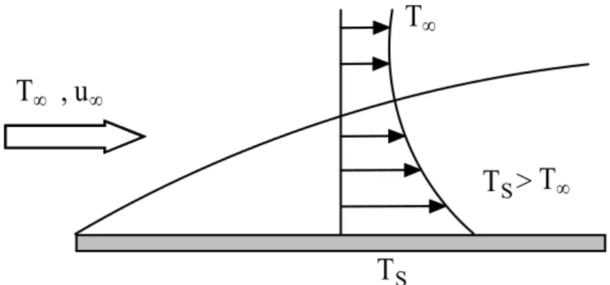 Figure 8.5.Fluid temperature variations inside the thermal boundary layer 