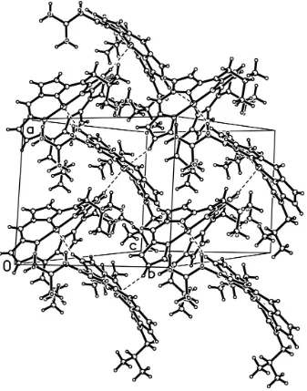 Figure 4View of the molecular arrangement of (II) in the crystal. Dashed lines indicate short Ni···H separations