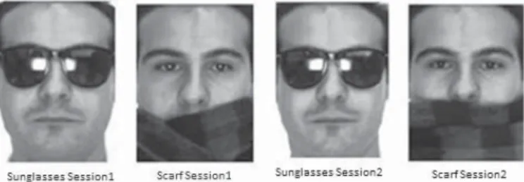 Fig. 5. Examples of faces used for testing from the AR dataset