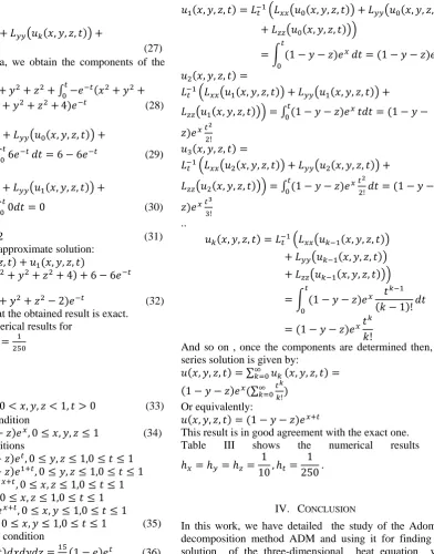 Table II shows the numerical results for  �