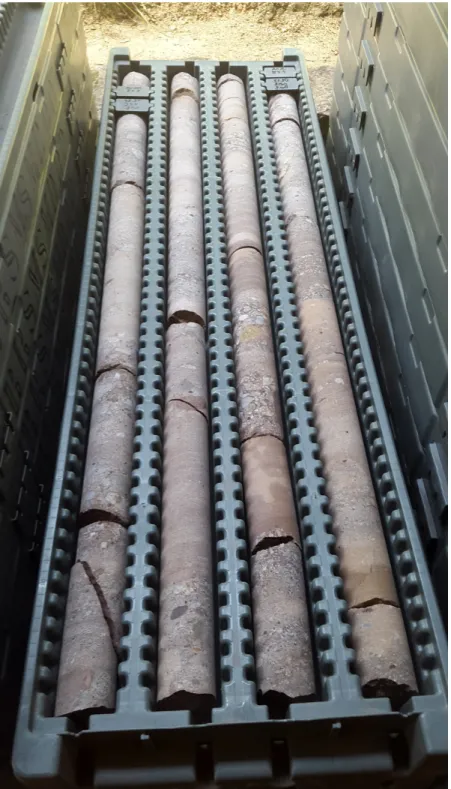 Figure 1.2: Example of a box containing a sequence of core samples labeled by depth.