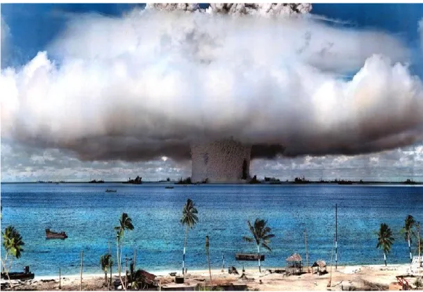 Figure 3.4 depicts the mushroom-shaped cloud of the underwater Baker nuclear explosion  [43]