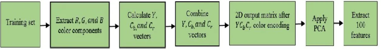 Figure 5.3 Block diagram for extracting the highest 100 eigenvectors after employing time  domain YC b C r  encoding schema