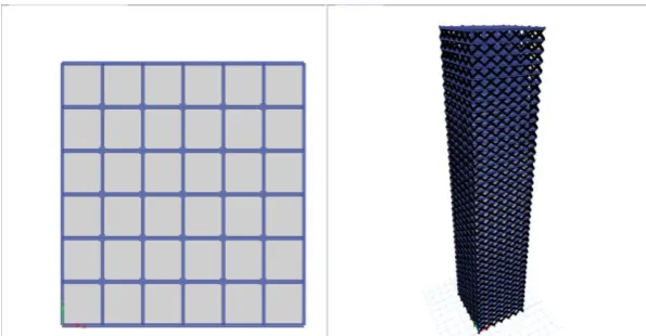 Figure 4.1 shows a structure with conventional structural system bare frame. This model is a typical representation of traditional high rise structure
