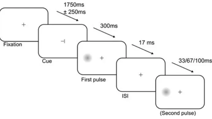 Figure 2.1 ​: Trial structure.   ​ On trials with a single pulse, this pulse was either near detection            threshold or suprathreshold